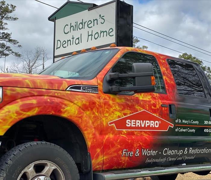 SERVPRO Truck Ford F-250 outside a dentist office 